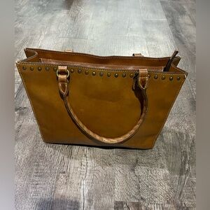 Patricia Nash Brown Leather Studded Tote Bag